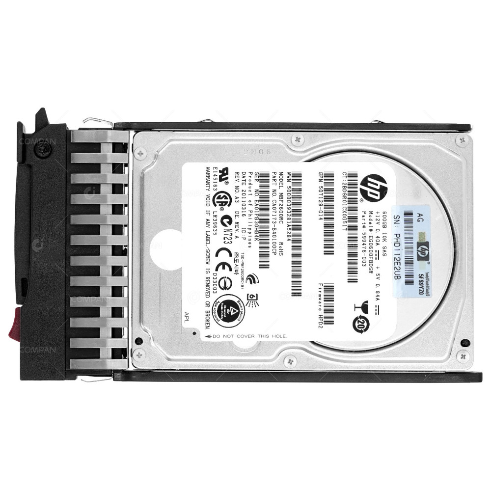 581311-001 HP HDD 600GB 10K SAS 6G 2.5" SFF HOT-SWAP